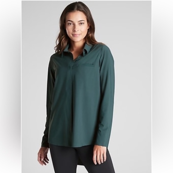 Athleta Urbanite button down (dark green) - Picture 1 of 4